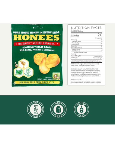 Caramelos Rellenos de Miel HONEES - Alivio Natural 40 Unidades