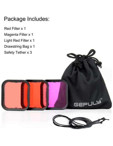 Paquete de 3 Filtros de Buceo GEPULY para GoPro Hero 5 6 7 Paquete de 3 Filtros de Buceo GEPULY para GoPro Hero 5 6 7