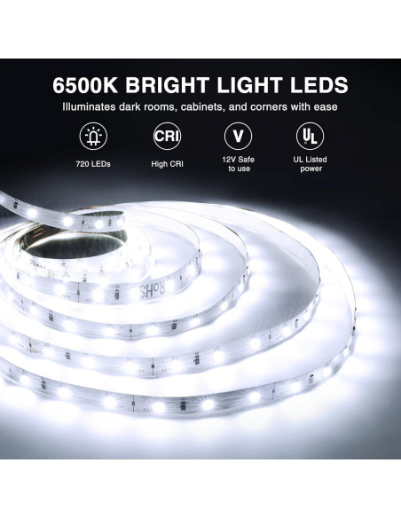 Tira LED Onforu 12m 720 LEDs Regulable Luz Blanca 6000K Tira LED Onforu 12m 720 LEDs Regulable Luz Blanca 6000K
