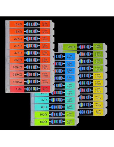 Kit de Resistores de Película Metálica 1/2W 600pcs 30 Valores
