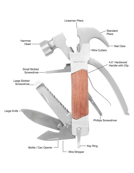 Martillo Multiuso Sheffield 14-en-1 con Mango de Madera Martillo Multiuso Sheffield 14-en-1 con Mango de Madera