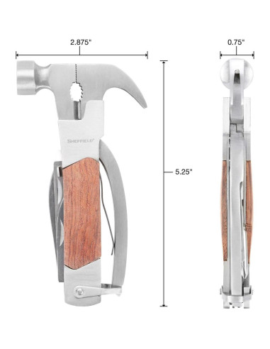 Martillo Multiuso Sheffield 14-en-1 con Mango de Madera
