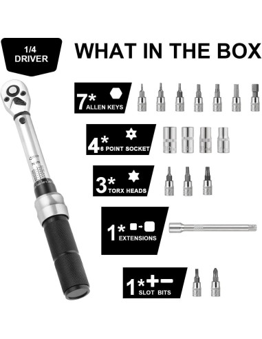 Juego de Llave de Torque COTOUXKER 2-20 Nm 1/4" para Bicicleta