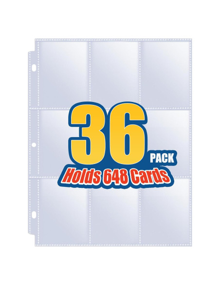 Paquete de 36 Fundas para Tarjetas Sooez 9 Bolsillos Transparente Paquete de 36 Fundas para Tarjetas Sooez 9 Bolsillos Transparente