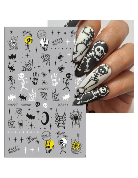 Calcomanías de Uñas Halloween IDDFEVE 5 Hojas 3D Autoadhesivas Calcomanías de Uñas Halloween IDDFEVE 5 Hojas 3D Autoadhesivas