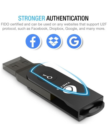 Clave de Seguridad Thetis FIDO U2F USB Tipo A Plegable