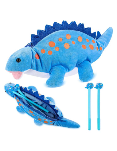 Estuche de Lápices Dinosaurio 3D Chivertion Azul 30x13x7cm