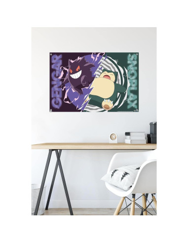 Póster de Batalla Gengar y Snorlax Trends 86.36x56.83cm