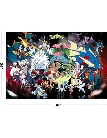Póster de Anime Pokémon Mega Evoluciones 91x61 cm Póster de Anime Pokémon Mega Evoluciones 91x61 cm