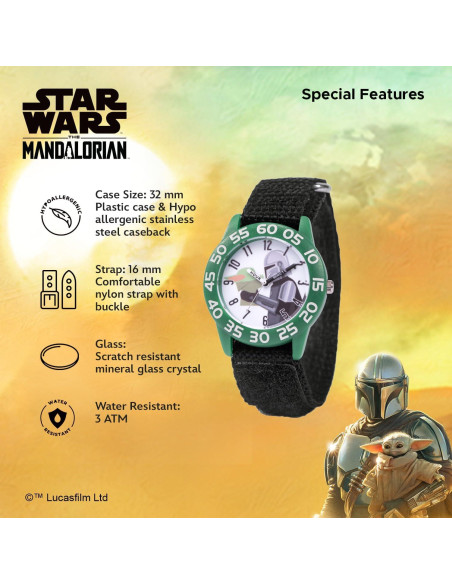 Reloj Analógico Infantil Star Wars The Mandalorian Verde/Negro Reloj Analógico Infantil Star Wars The Mandalorian Verde/Negro