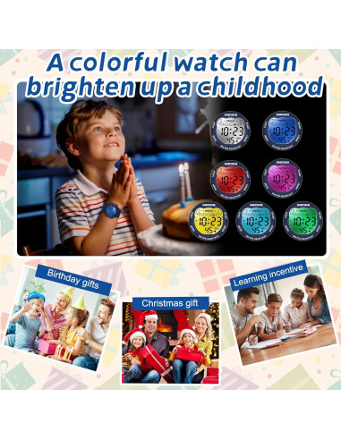 Reloj Digital Impermeable SOCICO para Niños 5ATM 7 Colores
