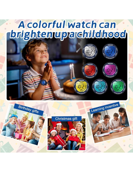 Reloj Digital Impermeable SOCICO para Niños 5ATM 7 Colores Reloj Digital Impermeable SOCICO para Niños 5ATM 7 Colores