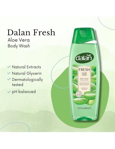Gel de Ducha Dalan Aloe Vera Fresco 450 ml - Paquete de 6