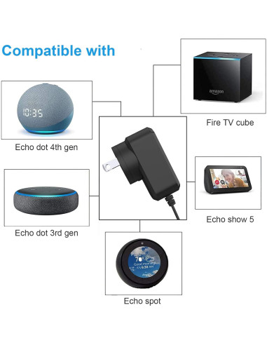 Cable de Alimentación 15W QFUP para Amazon Echo Dot 3ra Gen