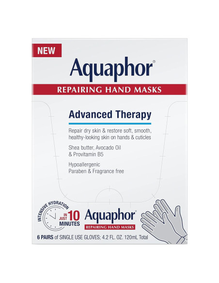 Mascarillas Hidratantes para Manos Aquaphor - 6 Guantes Reparadores Mascarillas Hidratantes para Manos Aquaphor - 6 Guantes Reparadores