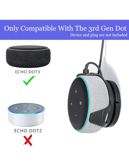 Soporte de pared Suixing para Echo Dot 3ra Gen. Negro Soporte de pared Suixing para Echo Dot 3ra Gen. Negro