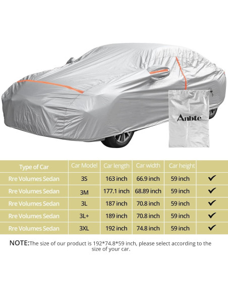 Funda de Coche Impermeable Anbte 490x190x150 cm Universal Funda de Coche Impermeable Anbte 490x190x150 cm Universal