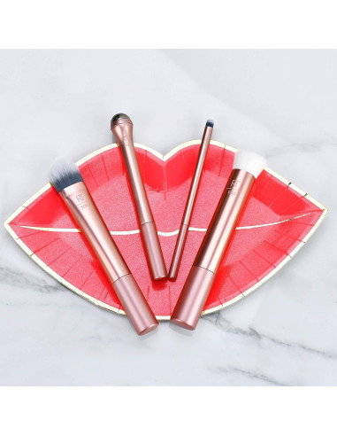 Set de Brochas de Maquillaje Real Techniques Prep y Prime - 4 Piezas