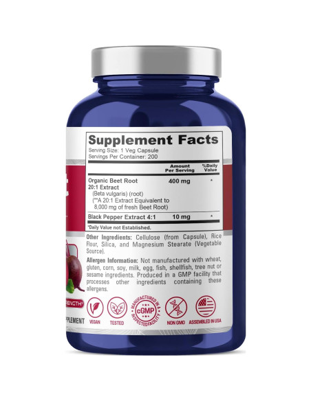 Suplemento Raíz de Remolacha NusaPure 8000mg 200 Cápsulas Suplemento Raíz de Remolacha NusaPure 8000mg 200 Cápsulas