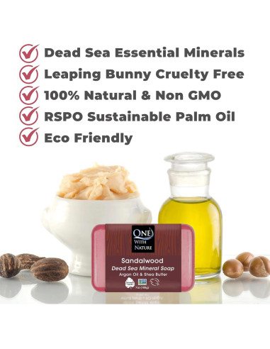 Jabón Exfoliante de Sándalo One With Nature 198g 3-Pack