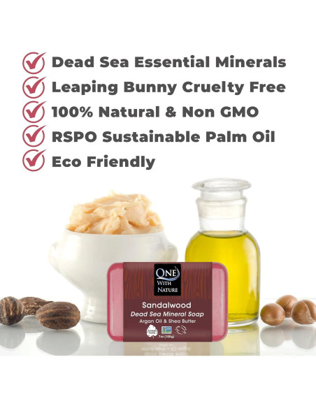 Jabón Exfoliante de Sándalo One With Nature 198g 3-Pack Jabón Exfoliante de Sándalo One With Nature 198g 3-Pack