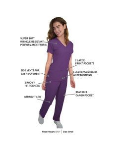 Conjunto de Scrubs Green Town Mujeres Berenjena 3XL 2 Piezas 2