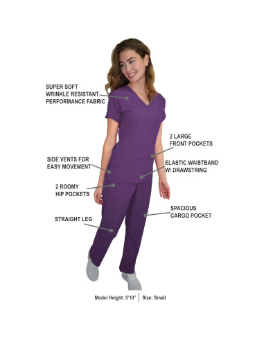 Conjunto de Scrubs Green Town Mujeres Berenjena 3XL 2 Piezas
