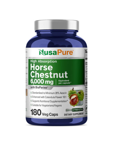 Extracto de Castaño de Indias NusaPure 300 mg 180 Cápsulas Veganas