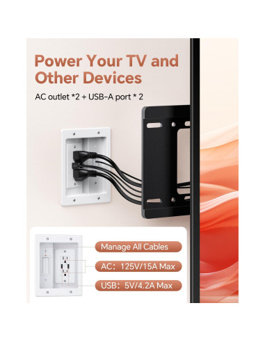Kit de Gestión de Cables ZEXMTE para TV en Pared Blanco