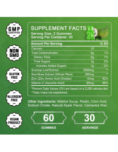 Gomitas de Graviola Soursop GORNVB 120 Unidades 2200mg 2