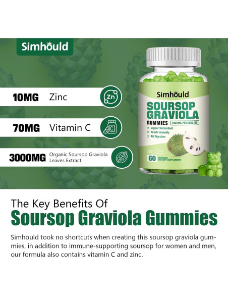 Gomitas de Graviola Simhould 3000mg - 120 unidades - Sin Azúcar Gomitas de Graviola Simhould 3000mg - 120 unidades - Sin Azúcar