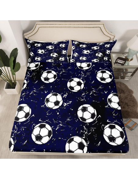 Juego de Sábanas de Fútbol Feelyou Completo 4 Piezas Azul Juego de Sábanas de Fútbol Feelyou Completo 4 Piezas Azul
