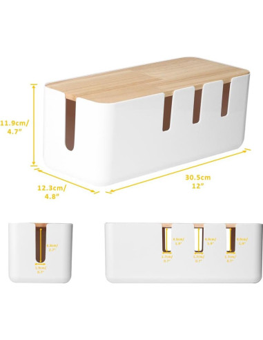 Caja de Gestión de Cables Baskiss 30x12x11 cm Tapa de Madera