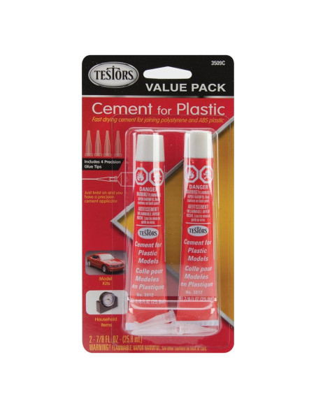 Cemento Plástico Testors 3509C - Paquete de Valor con 4 Puntas Cemento Plástico Testors 3509C - Paquete de Valor con 4 Puntas
