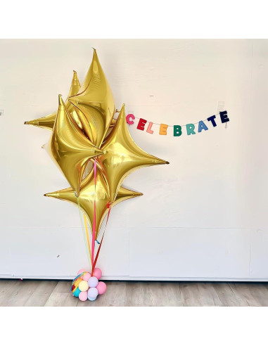 Globos Estrella Dorada 12 Piezas Adorely 66 cm y 25 cm