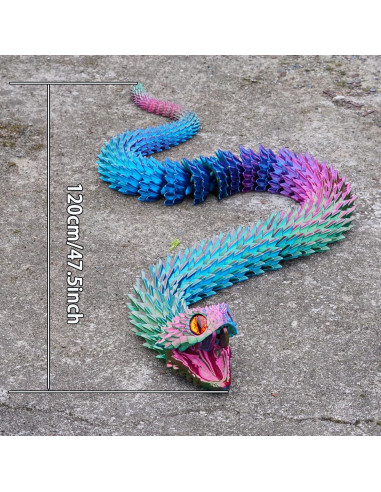 Serpiente Impresa en 3D LUYU 120.4cm Juguete Fidget Colorido