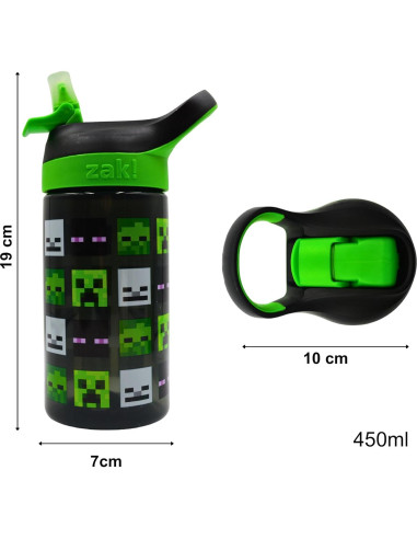 Botella de Agua Minecraft Atlantic 450ML Ecológica con Popote