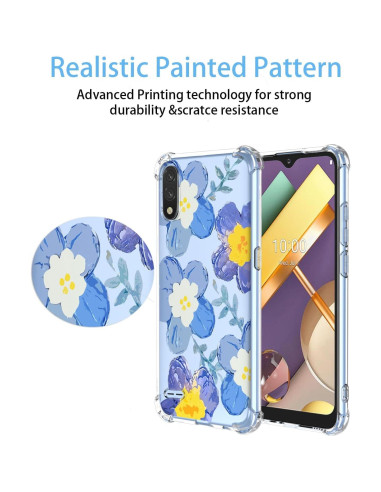 Funda Protectora Floral Azul para LG K22 y K22 Plus