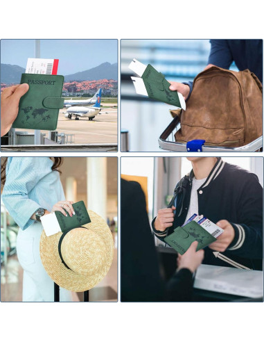 Portapasaporte KAOBAN Verde con Ranuras para Tarjetas y Pase