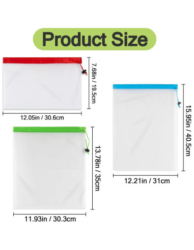 12 Bolsas Reutilizables MAQIHAN de Malla para Verduras y Frutas