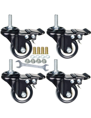 Ruedas Caster YEEMIGO 50mm Doble Freno Paquete de 4