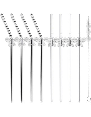 Popotes Reutilizables de Acero Inoxidable BIEOFFEI - 8 Unidades