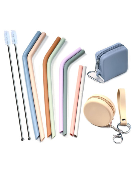 Popotes de Silicona Reutilizables Tegion - 4 Tamaños con Fundas Popotes de Silicona Reutilizables Tegion - 4 Tamaños con Fundas