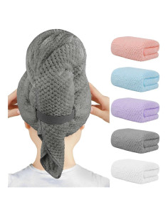 Toallas de Microfibra para Cabello HOMEXCEL - 5 Piezas 101.6x50.8 cm