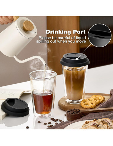 Set de 2 Tazas de Café de Vidrio Doble Pared Qipecedm 355 ml