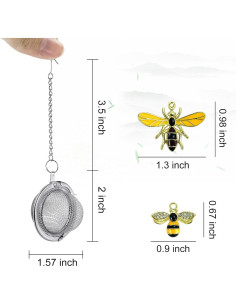 Infusor de Té de Acero Inoxidable YOIYINI con Colgante Abeja 5.3 cm 2