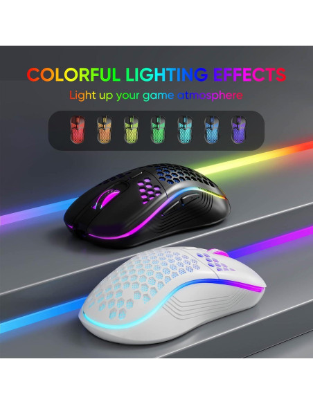Ratón Gaming Inalámbrico MELOGAGA RGB 7 Colores 1600 DPI - Blanco Ratón Gaming Inalámbrico MELOGAGA RGB 7 Colores 1600 DPI - Blanco