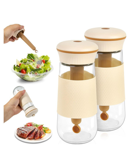 Salero 2-en-1 LUTITASD de vidrio sin BPA, 300g, blanco Salero 2-en-1 LUTITASD de vidrio sin BPA, 300g, blanco
