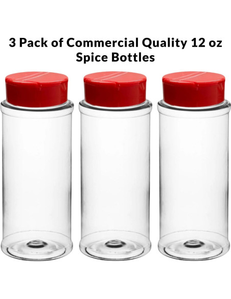 Set de 3 Botellas de Especias Skyway 12 OZ - Plástico Claro Set de 3 Botellas de Especias Skyway 12 OZ - Plástico Claro