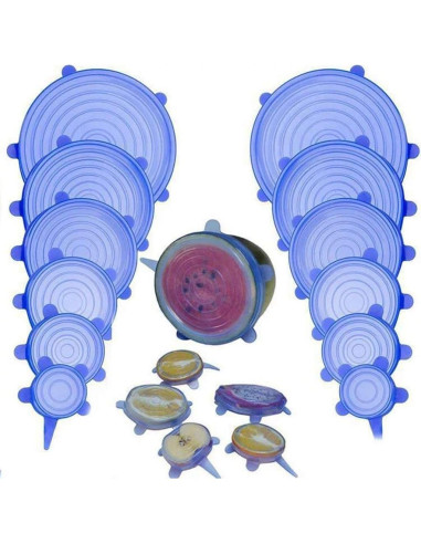 Tapa de Silicona Flexible LMS 6 Pcs Azul para Recipientes